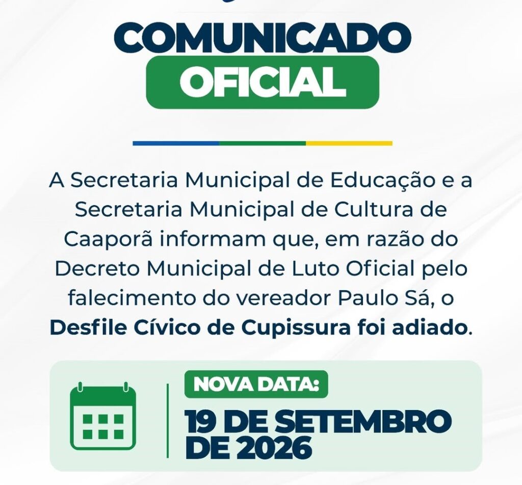 Caaporã adia Desfile Cívico de Cupissura após falecimento do vereador Paulo Sá